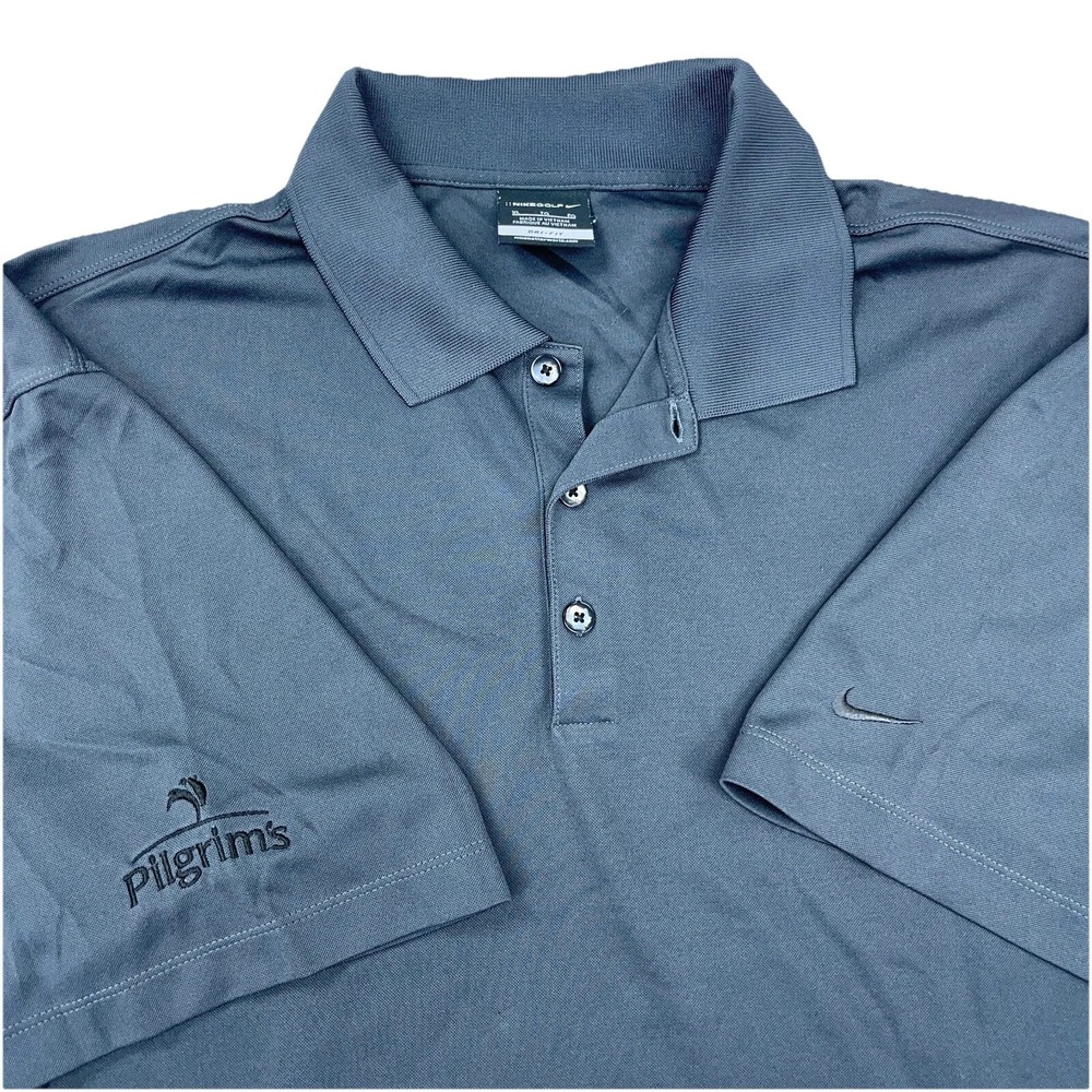 Nike Polo Shirt Men XL Gray Dri Fit Performance Golf Club Swoosh Wicking Adult